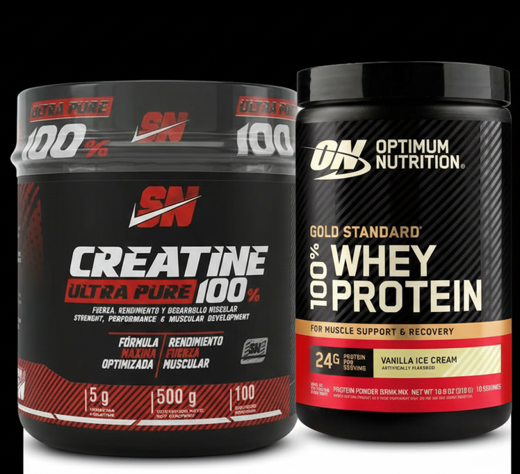 CREATINA IRON 100 SERVICIOS + WHEY GOLD STANDARD 10 SERVICIOS