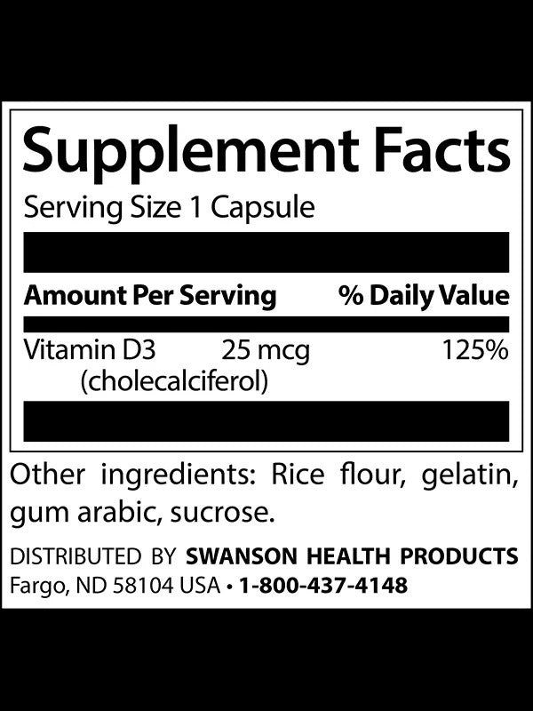 VITAMINA D3 1000UI SWANSON
