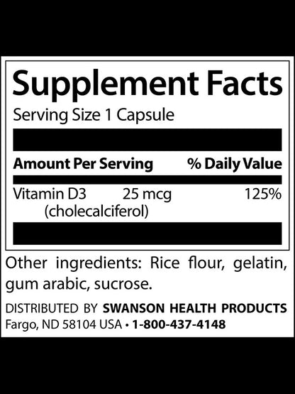 VITAMINA D3 1000UI SWANSON